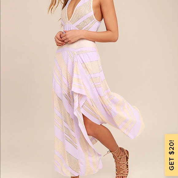 Free People Adrien Lavender Striped Midi Dress - Picture 2 of 8